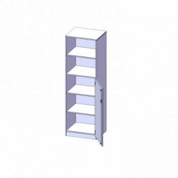 Schrank, 5 Ordnerhöhen, Tür unten (3 OH), oben 2 offene Fächer