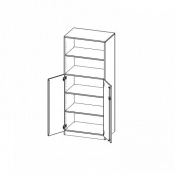 Schrank, 5 Ordnerhöhen, Türen unten (3 OH), oben 2 offene Fächer