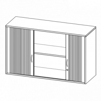 Aufsatzschrank mit Rollo, 2 Ordnerhöhen