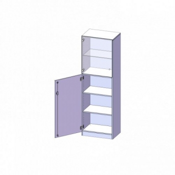 Schrank mit 5 Ordnerhöhen, Holztür unten, oben 2 Glastüren