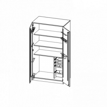 Musikschrank mit Instrumentenhalterungen und 4 Boxen, B/H/T: 104,5x190x60 cm