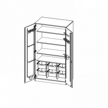 Musikschrank mit Instrumentenhalterungen und 6 Boxen, B/H/T: 104,5x190x60 cm