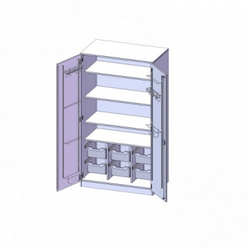 Musikschrank mit Instrumentenhalterungen und 6 Boxen, B/H/T: 104,5x190x60 cm