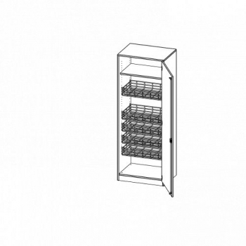 Sportschrank mit 5 Ballkörben, Türanschlag rechts