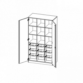 ErgoTray Schrank, dreireihig, 5 Ordnerhöhen