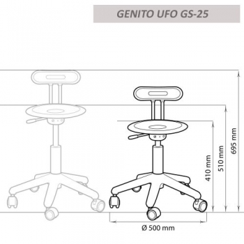 Genito UFO Erzieherstuhl, Drehstuhl mit Gaslift, fahrbar, Sitzteller Polycarbonat (PC)