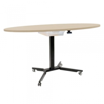 Sitz- / Steh Ovaltisch mit Schublade und Melaminplatte