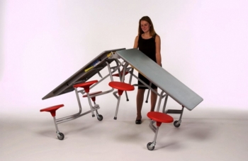 Klapptisch rechteckig 8 Sitze, Sitzhöhe 43,5 cm, Tischhöhe 74 cm