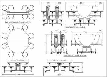 Klapptisch Octagon, 8 Sitze, Sitzhöhe 34 cm, Tischhöhe 61 cm
