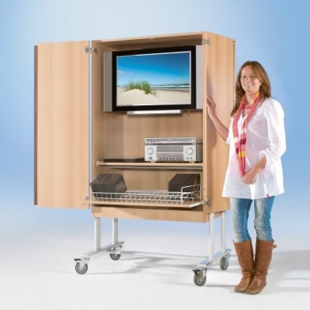 Zweitüriger TV-Wagen mit 1 Einlegeboden, fahrbar