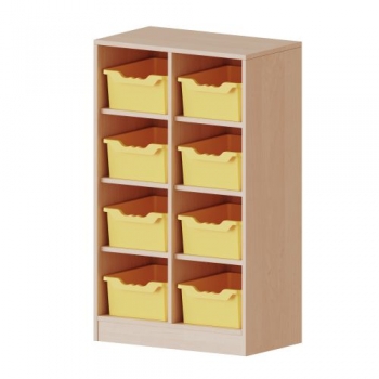 Taschenregal, 3 Ordnerhöhen und 8 hohen Ergo Tray Boxen