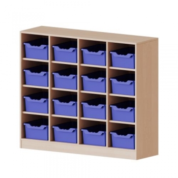 Taschenregal, 3 Ordnerhöhen und 16 hohen Ergo Tray Boxen