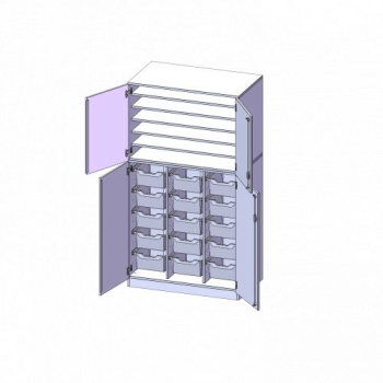 Bastelschrank 4-türig mit 15 hohen ErgoTray Boxen