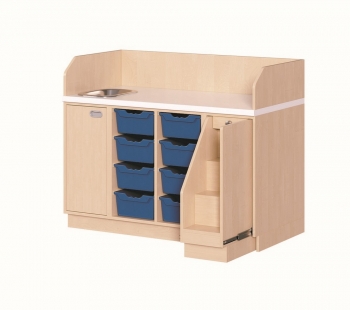 Wickelkommode dreireihig mit Waschbecken 143x113x91,5 cm