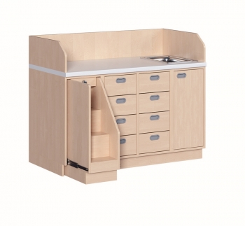 Wickelkommode dreireihig mit Waschbecken 143x113x91,5 cm