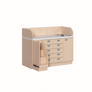 Wickelkommode dreireihig mit Waschbecken 143x113x91,5 cm