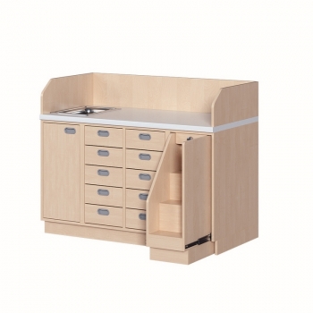 Wickelkommode dreireihig mit Waschbecken 143x113x91,5 cm