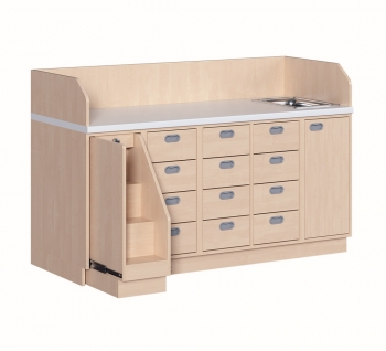 Wickelkommode mit Treppe und Waschbecken 179x113x71,5 cm