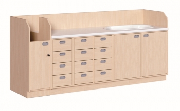 Wickelkommode mit Treppe, Wanne und 12 Schubladen 249x113x71,5 cm