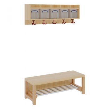 Garderobe BHT 100x26x35cm, einf. Abl.m.Box z.Wandm., Alu-Rost