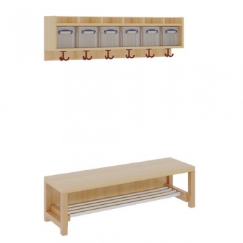 Garderobe BHT 120x26x35cm, einf. Abl.m.Box z.Wandm., Alu-Rost