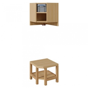 Innenecke BxHxT 43x26x43cm, zweit., dopp.Ablage m.Box z.Mont