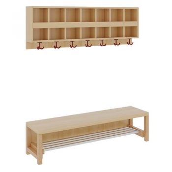 Garderobe BHT 140x26x35cm, dopp. Abl.z.Wandmont., Alu-Rost