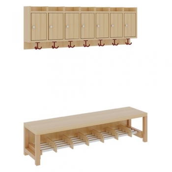 Garderobe BHT 140x26x35cm, Abl. m.Türen z.Wandm., Alu-Rost m.FE