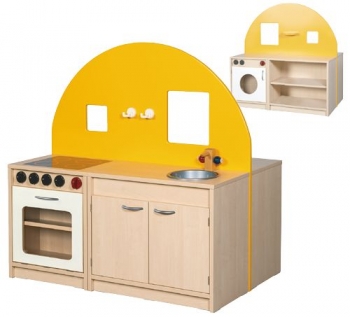 Puppenküche doppels.115x115x74cm Herd,Spüle, Waschmaschine, Regal