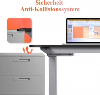 Arbeitstisch elektromotorisch höhenverstellbar 140x65-125x80 cm