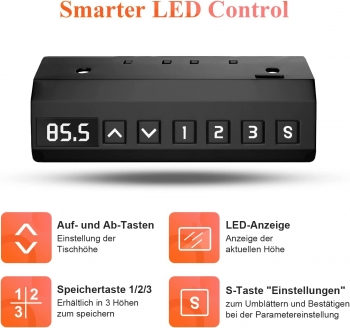 Arbeitstisch elektromotorisch höhenverstellbar 160x65-125x80 cm