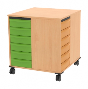 Spieleturm fahrbar, BxHxT 70x75x70 cm mit 24 flache Boxen