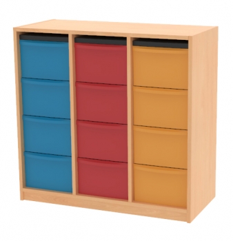 Materialcontainer auf Sockel BxHxT 95x92x42 cm mit 12 Schüben