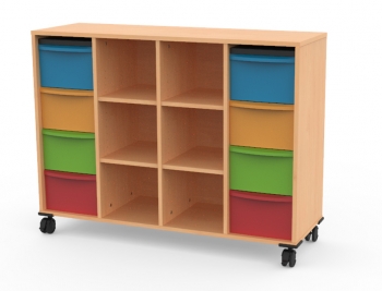 Materialcontainer fahrbar mit 8 hohen Modulboxen