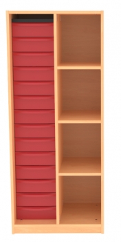 Materialregal mit 14 flachen Schubladen BxHxT 64x152x50 cm