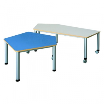 Fünfecktisch 185x104 cm fahrbar, mit ABS- Sicherheitskante