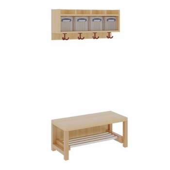 Komplettgarderobe mit einfacher Ablage inklusive Boxen