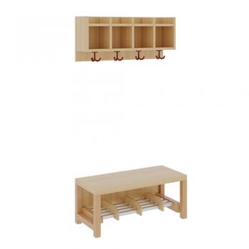 Komplettgarderobe mit einfacher Ablagereihe