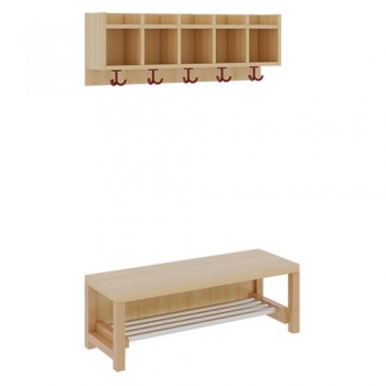 Komplettgarderobe mit einfacher Ablagereihe