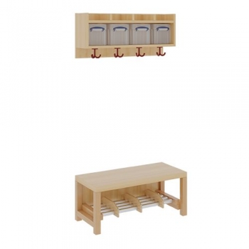 Komplettgarderobe mit einfacher Ablage inklusive Boxen