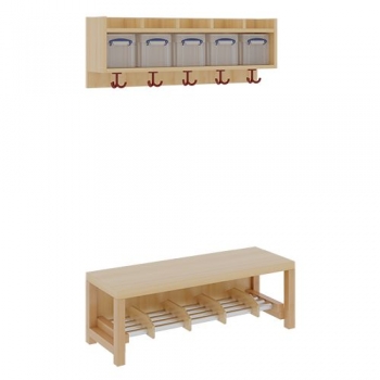 Komplettgarderobe mit einfacher Ablage inklusive Boxen