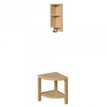 Garderoben-Außenecke, Ergänzung für Komplettgarderoben mit doppelter Ablage inklusive Box