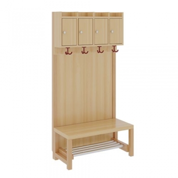 Garderobe BHT 80x34/158x39cm, Abl.m.Tür, Paneel-RW, Rost
