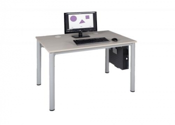 EDV-Tisch Rundrohr 120-80 cm mit Blechkabelkanal, Höhenverstellbar