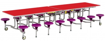 Klapptisch rechteckig 16 Sitze, Sitzhöhe 34 cm, Tischhöhe 61 cm