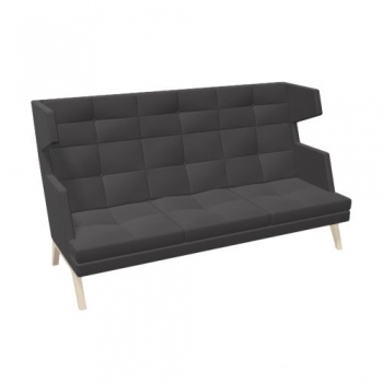 hohes 3er Sofa Ona mit Holzgestell & Seitenschalen