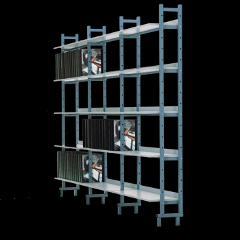 Bücheregal Stahl als Anbauelement mit 5 Böden