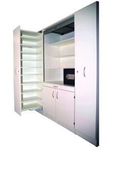 Medikamentenschrank mit Apothekerauszügen
