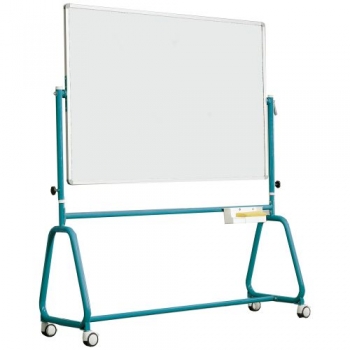 Drehtafel fahrbar Whiteboard doppelseitig 190x100 cm mit Rundrohrgestell