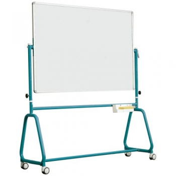 Drehtafel fahrbar Whiteboard doppelseitig 150x120 cm mit Rundrohrgestell